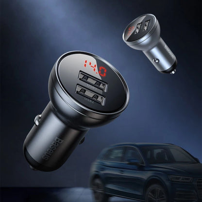 Baseus 2x USB 4.8A 24W car charger with LCD + 3in1 cable USB - USB Type C / micro USB / Lightning 1.2m black (TZCCBX-0G)_10
