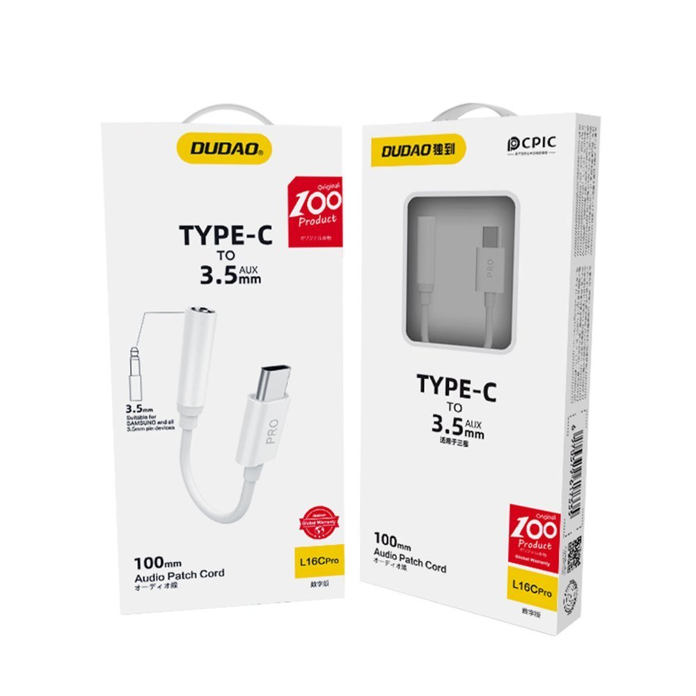 Dudao audio adapter headphone adapter from USB Type C to mini jack 3.5 mm white (L16CPro white)_2