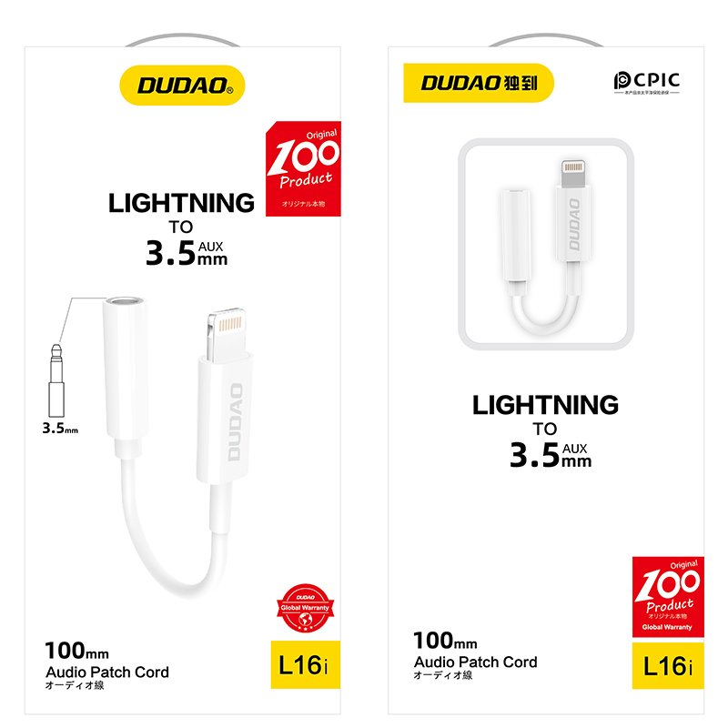 Dudao audio adapter headphone adapter from Lightning to 3.5 mm mini jack white (L16i white)_4