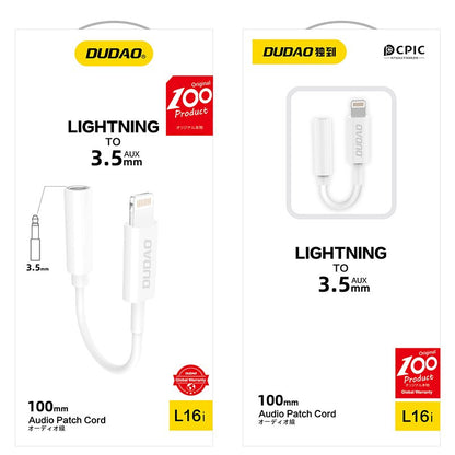 Dudao audio adapter headphone adapter from Lightning to 3.5 mm mini jack white (L16i white)_4