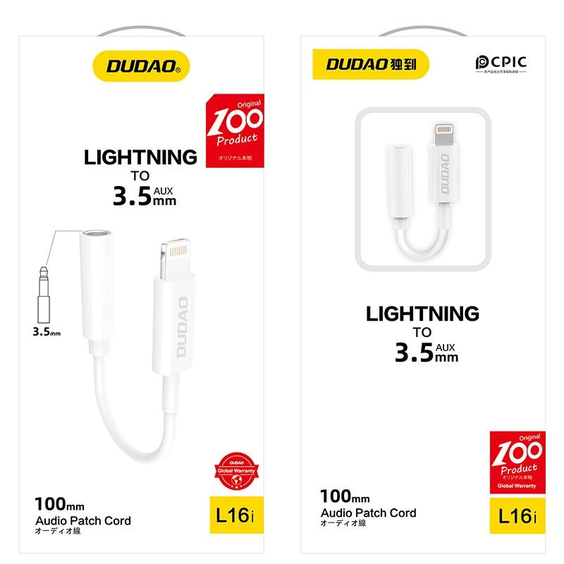 Dudao audio adapter headphone adapter from Lightning to 3.5 mm mini jack white (L16i white)_4