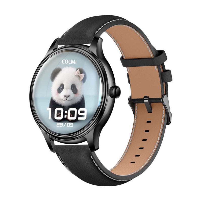 COLMI L28 Smart Watch (black silicone + black leather strap)_0