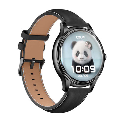 COLMI L28 Smart Watch (black silicone + black leather strap)_1