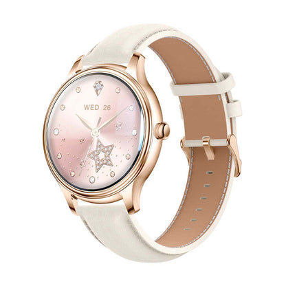 COLMI L28 Smart Watch (Gold + gold leather strap)_0
