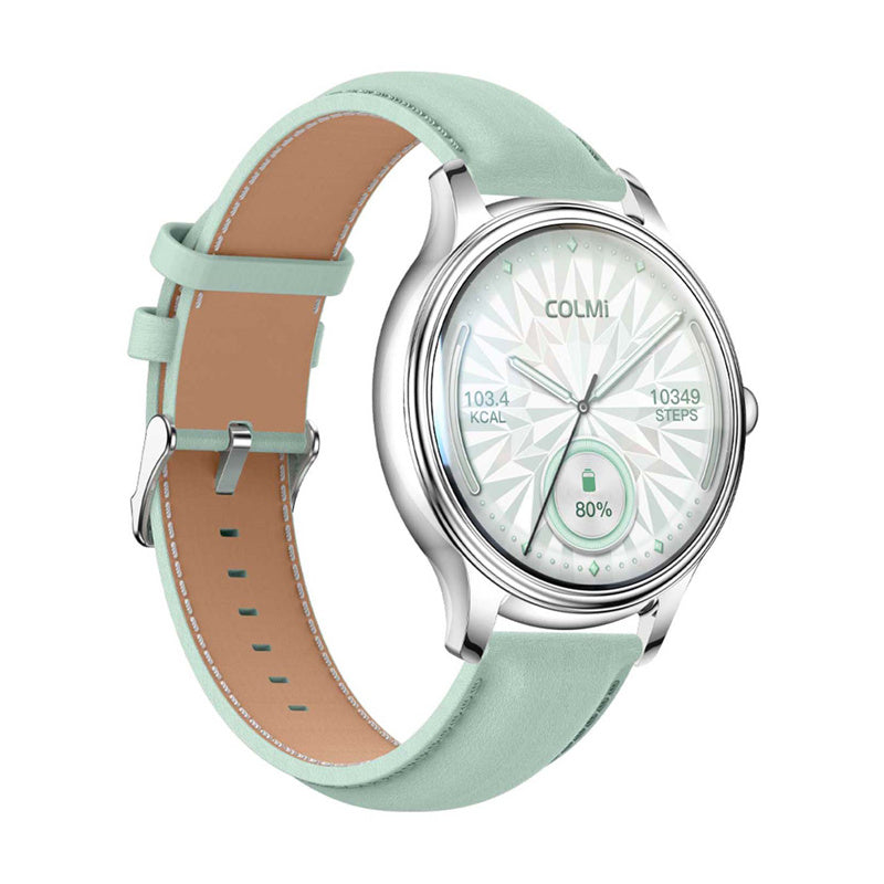 COLMI L28 Smart Watch (Silver-green + green leather strap)_0