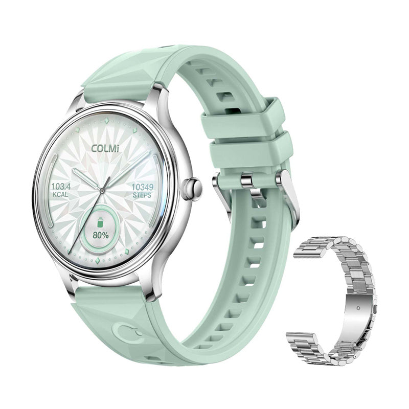 COLMI L28 Smart Watch (Silver-green + silver steel strap)_0