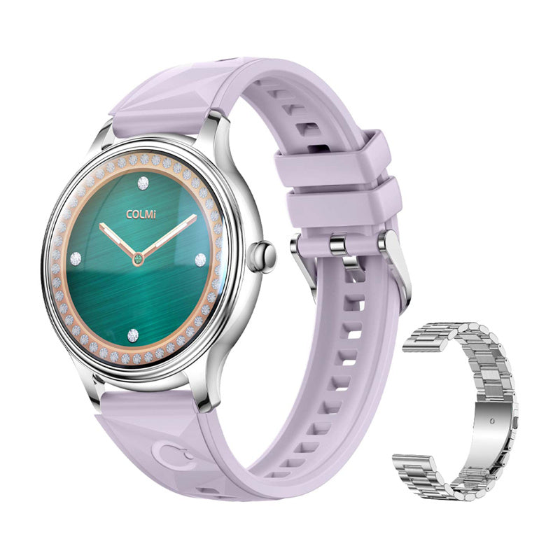 COLMI L28 Smart Watch (Silver-purple + silver steel strap)_0