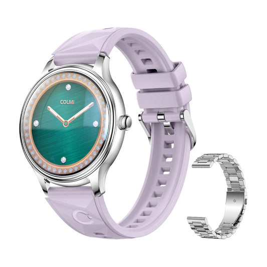 COLMI L28 Smart Watch (Silver-purple + silver steel strap)_0