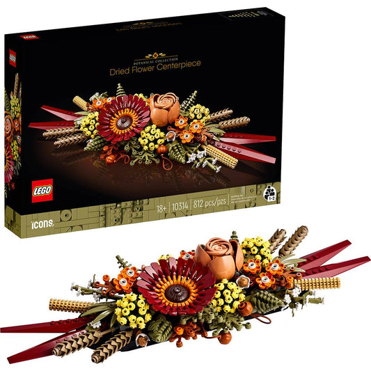 LEGO ICONS: Peça de Centro de Flores Secas | Idades 18+ | 812 Peças | Item 10314