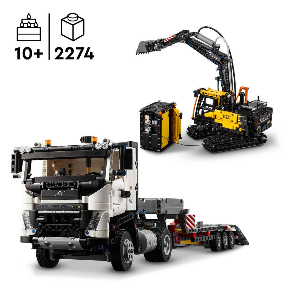 LEGO Technic: Camião Volvo FMX e Escavadora Elétrica EC230 | Idades 10+ | 2274 Peças | Item 42175
