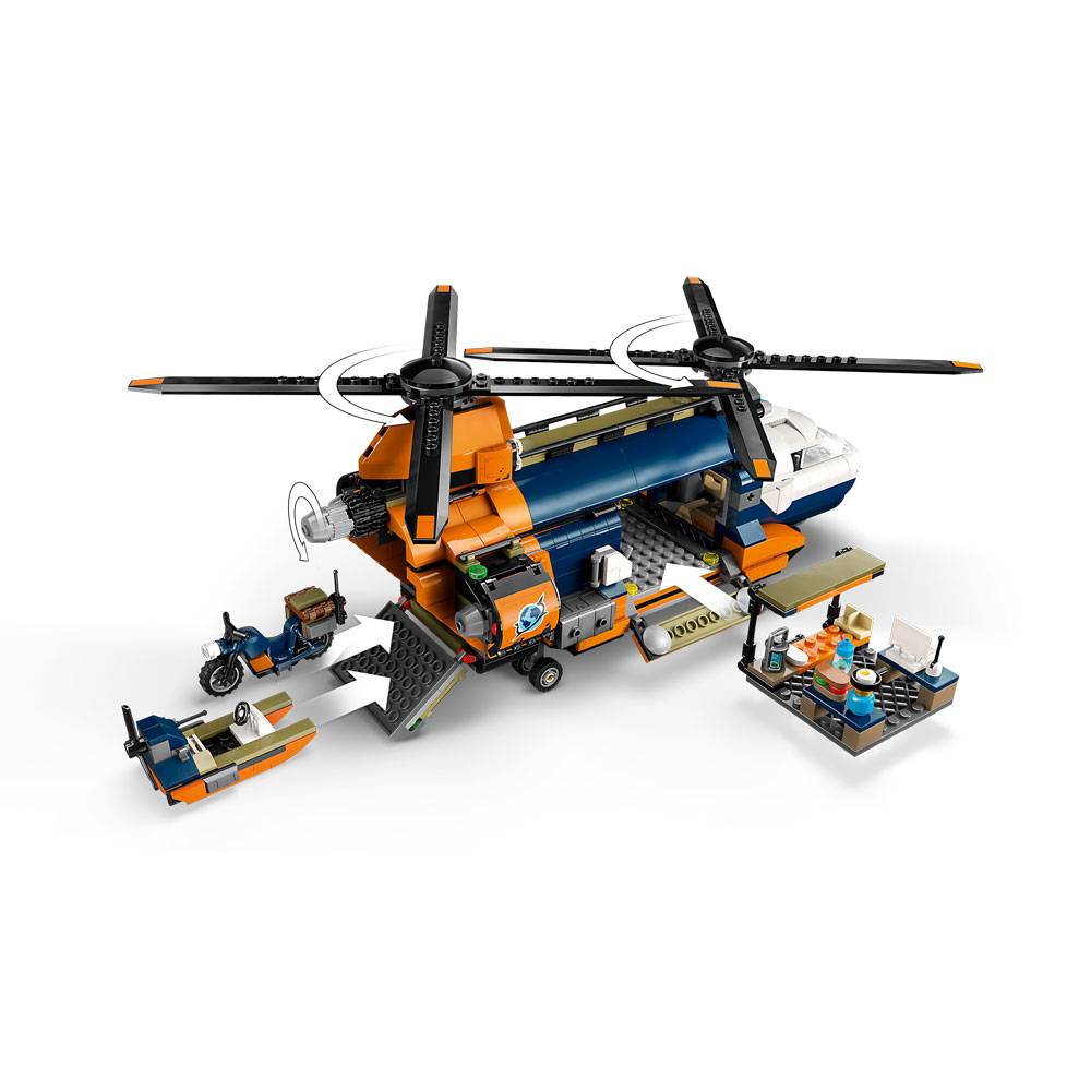 LEGO City: Helicóptero Explorador da Selva no Acampamento | Idades 8+ | 881 Peças | Item 60437