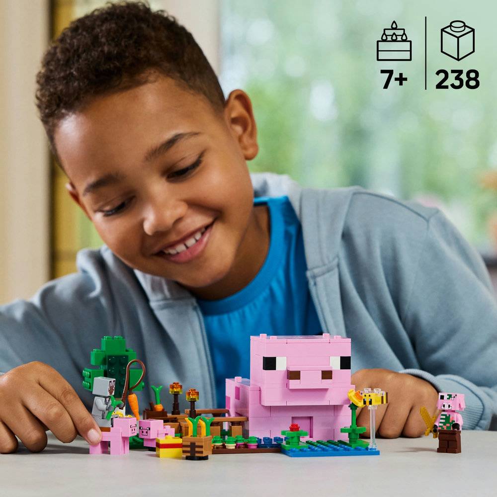 LEGO Minecraft: A Casa do Porco Bebé | Idades 7+ | 238 Peças | Item 21268