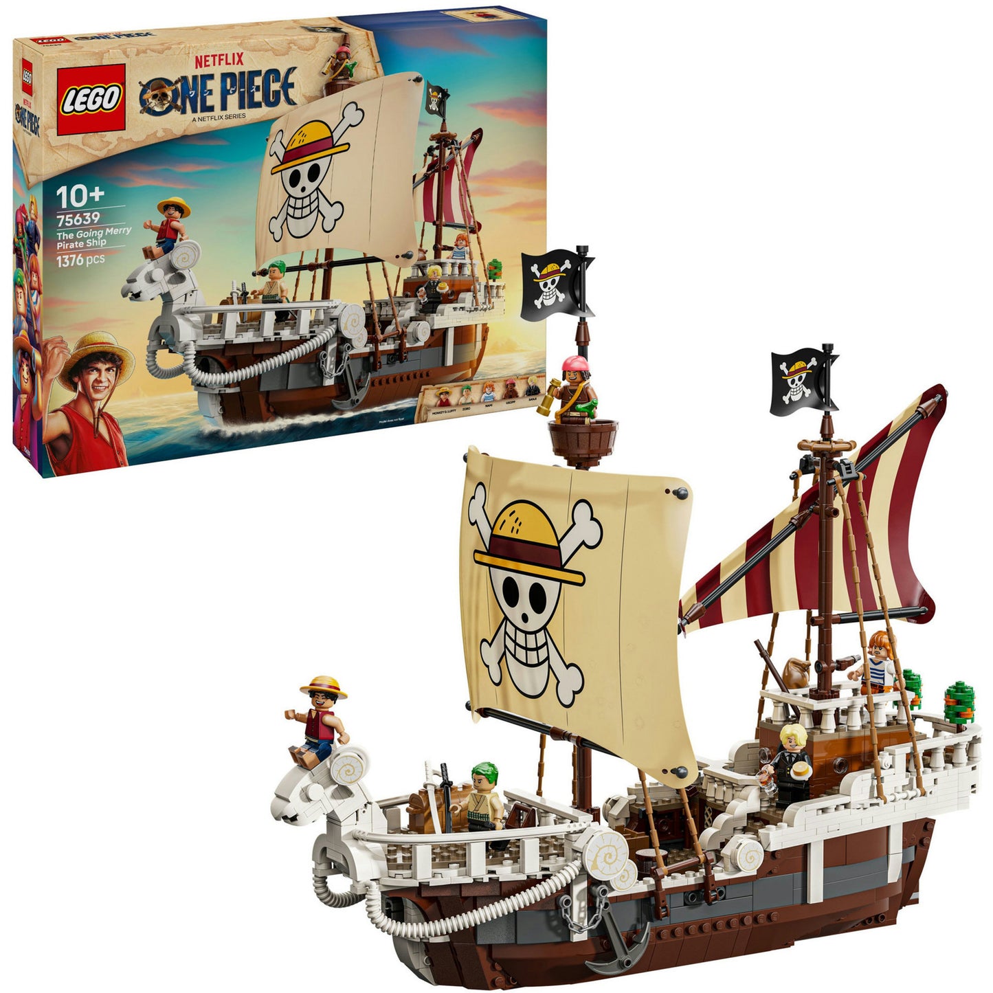 LEGO One Piece: O Navio Pirata Going Merry | Idades 10+ | 1376 Peças | Item 75639