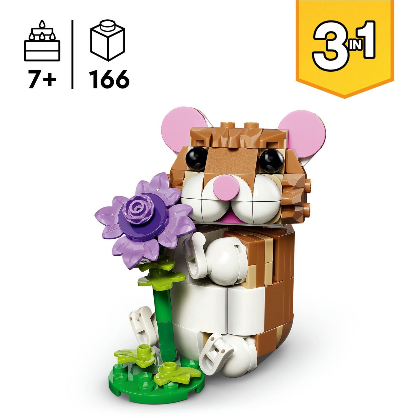 LEGO Creator 3-in-1 Hamster Fofo com Flor 31376 166 Peças