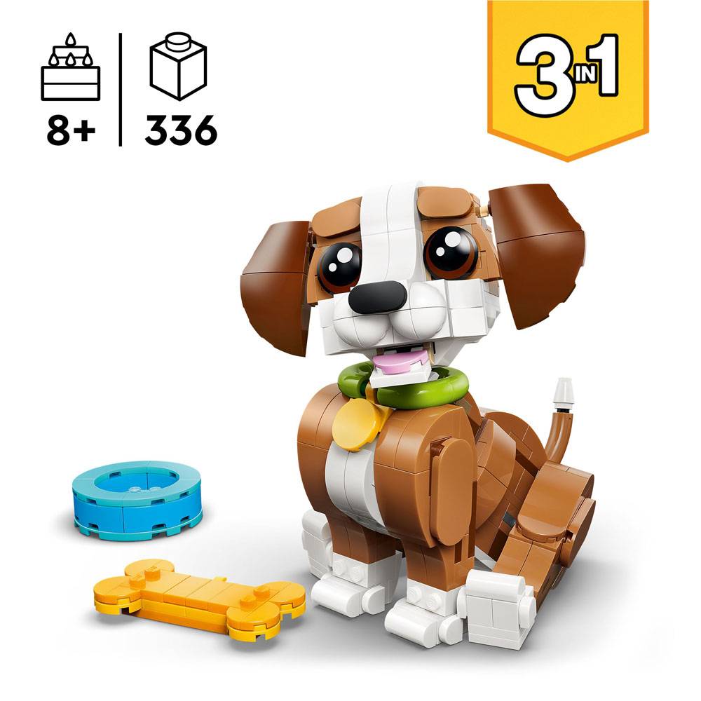 LEGO Creator 3 em 1 Animais Adoráveis Cachorrinho Brincalhão 31382 336 Peças