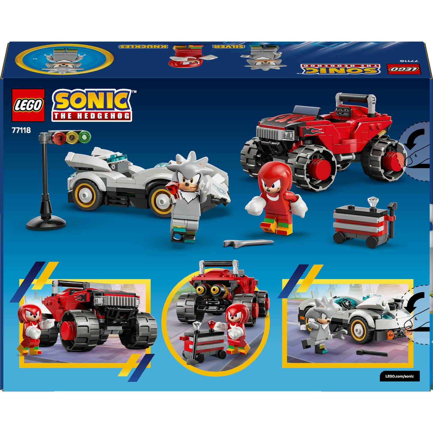 LEGO Sonic Carro do Silver vs Monster Truck do Knuckles 77118