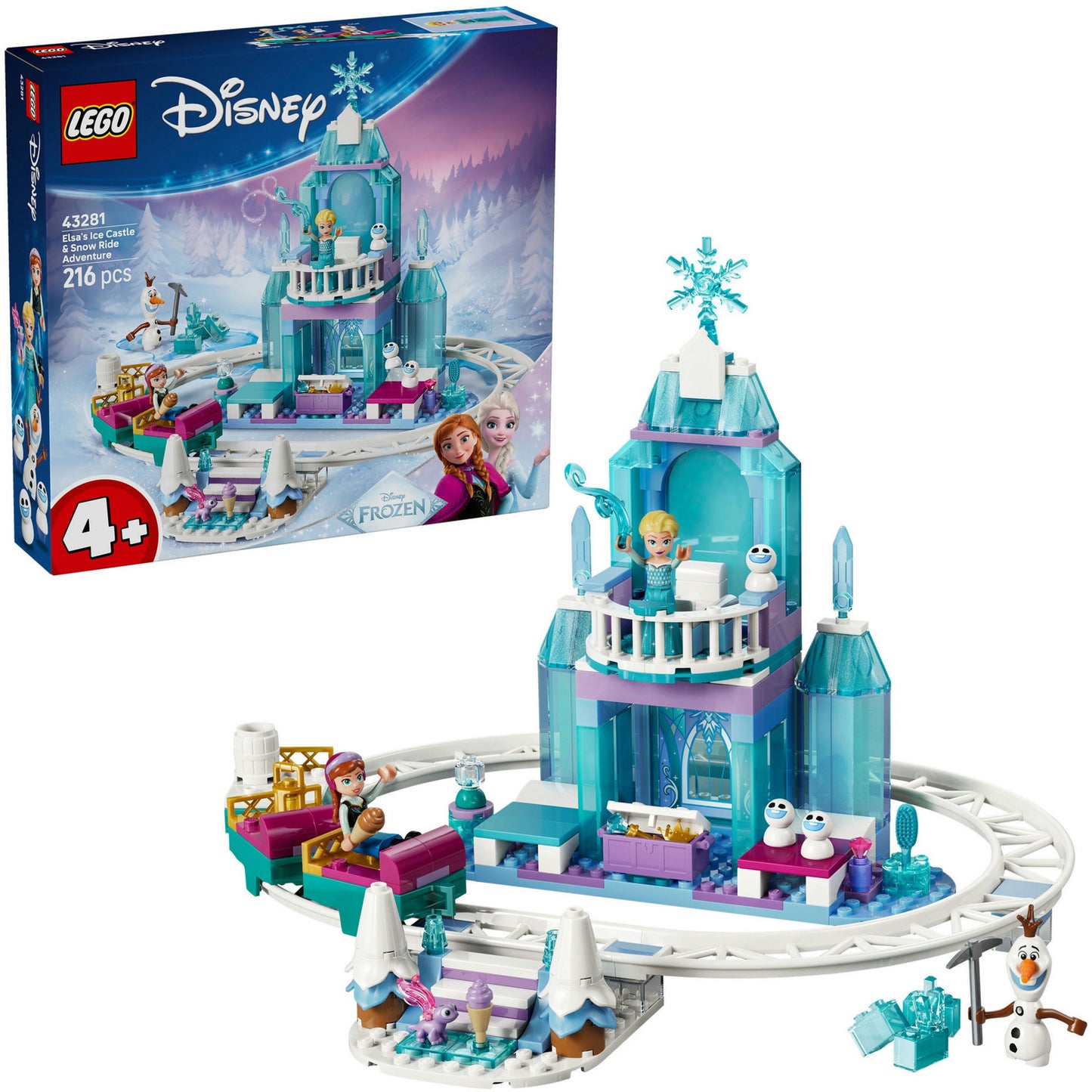 LEGO Disney Frozen Castelo de Gelo da Elsa e Aventura na Pista de Neve 43281 216 Peças