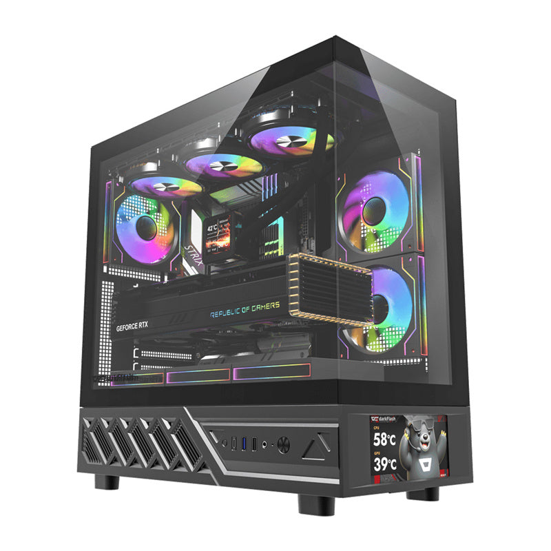 DarkFlash DS950V computer case with display (black) + 6 fans_0