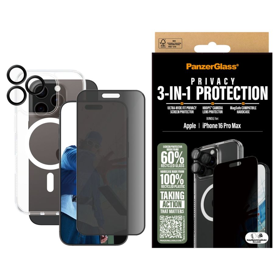 Protetor de Ecrã PanzerGlass 3-in-1 / Preto / B1294+P2864+1284_1