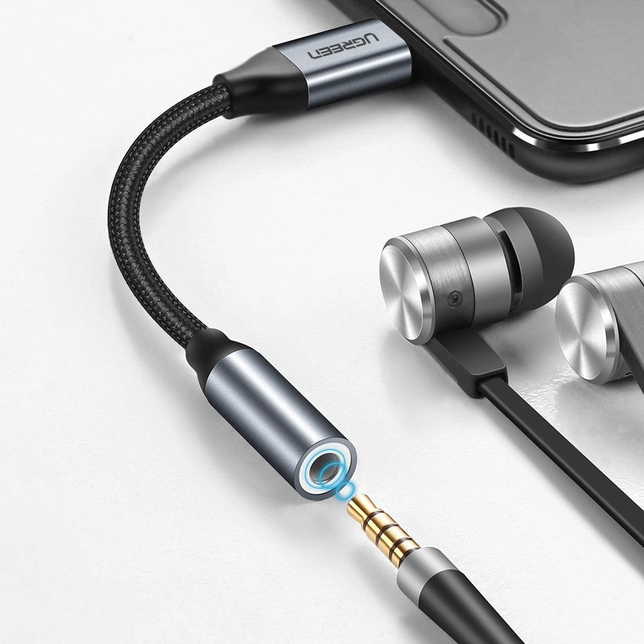 Ugreen Headphone Adapter with 3.5mm mini jack to USB Type C 10cm gray (30632)_2