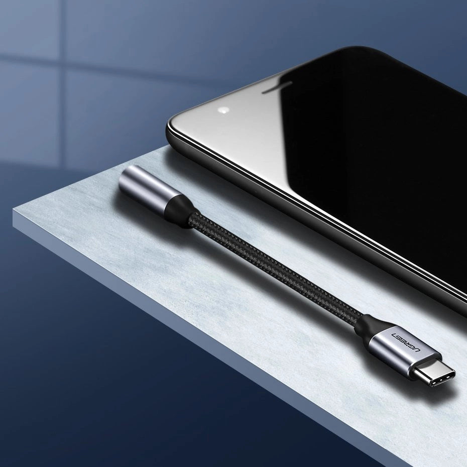 Ugreen Headphone Adapter with 3.5mm mini jack to USB Type C 10cm gray (30632)_6
