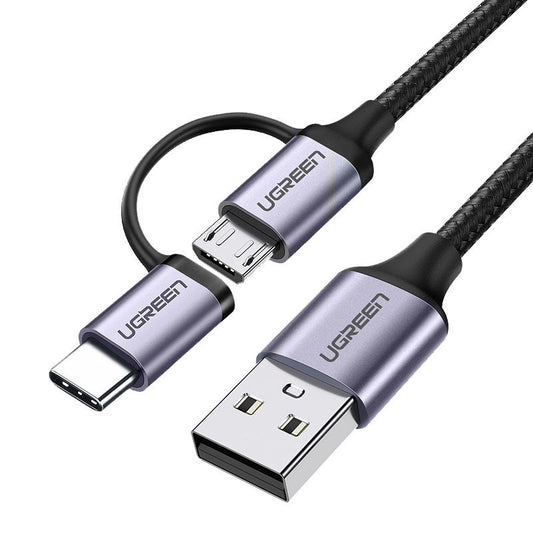 Ugreen cable 2in1 USB - micro USB / USB Type C cable 1m 2.4A black (30875)_0
