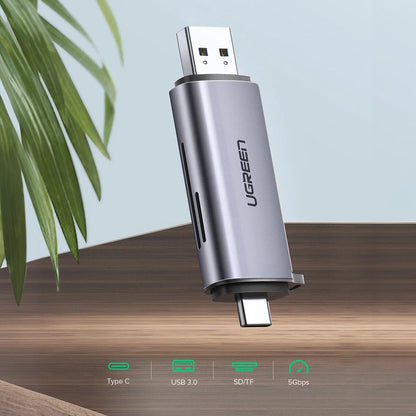 Ugreen CM185 50706 reader for SD / micro SD cards on USB-A 3.0 / USB-C 3.0 - gray_7