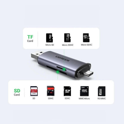 Ugreen CM185 50706 reader for SD / micro SD cards on USB-A 3.0 / USB-C 3.0 - gray_3