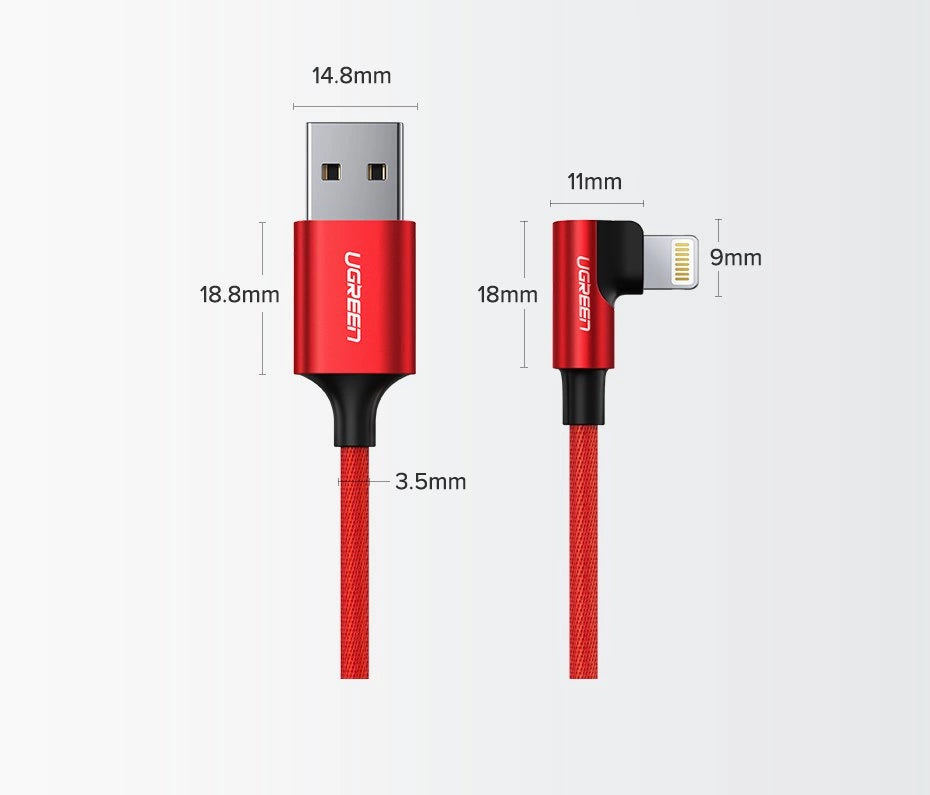 Ugreen US299 60521 angled Lightning / USB-A MFi cable 2.4A 1m - black_9