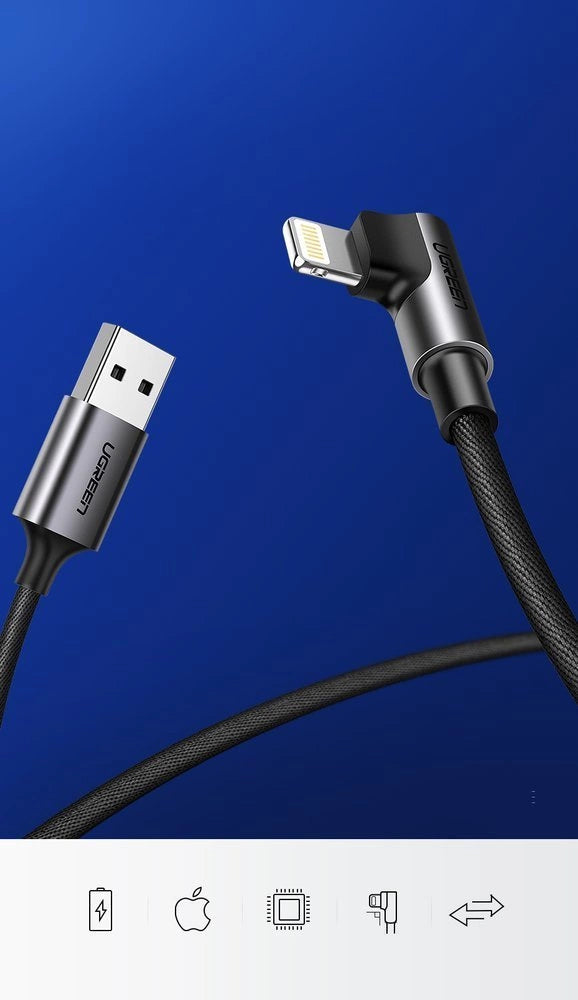Ugreen US299 60521 angled Lightning / USB-A MFi cable 2.4A 1m - black_1