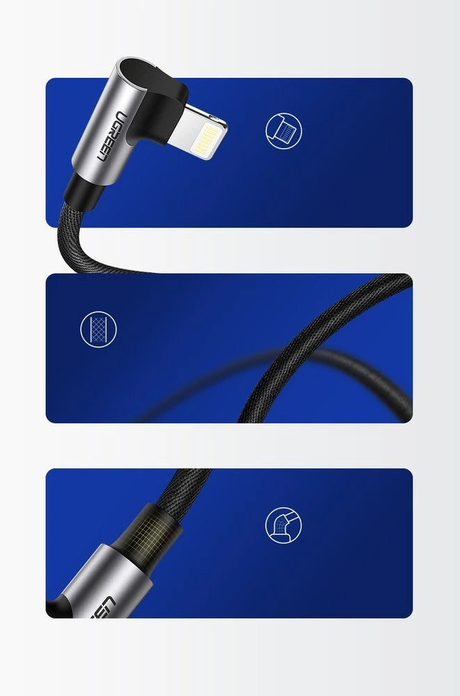 Ugreen US299 60521 angled Lightning / USB-A MFi cable 2.4A 1m - black_6