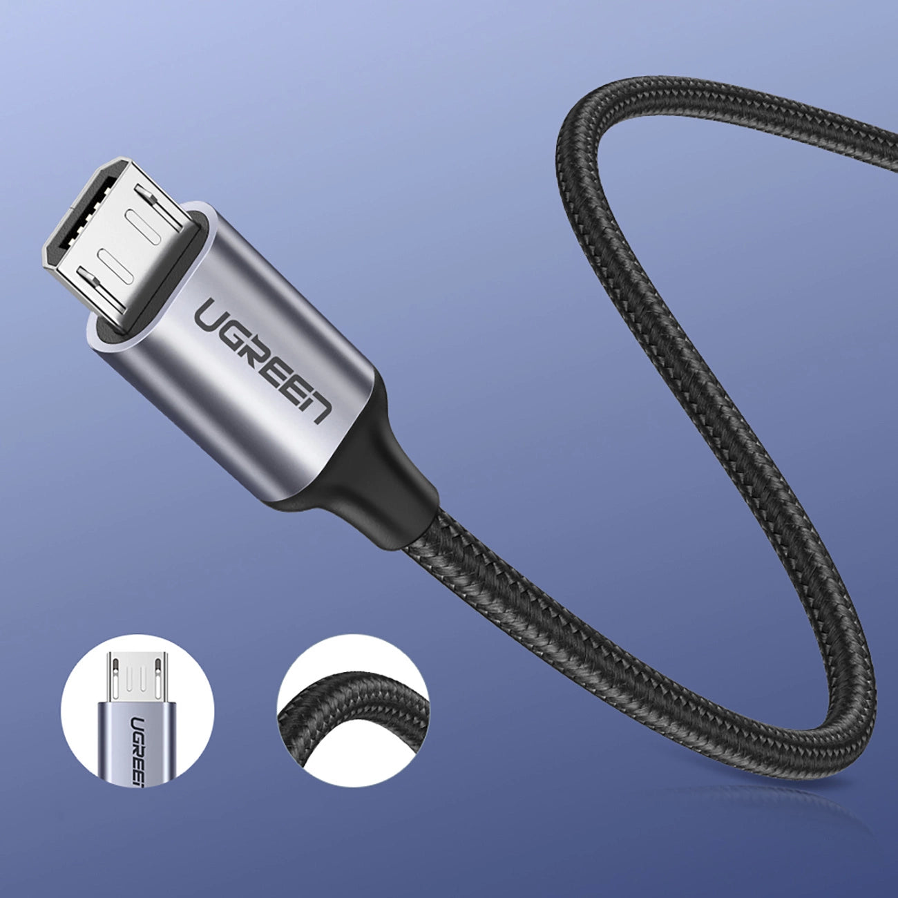 Ugreen US290 60148 USB-A / micro USB 2.4A cable 2m - gray_9