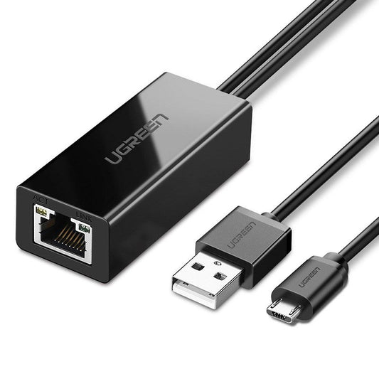 Ugreen 30985 external network card for Chromecast with micro USB / USB-A connectors 100Mb/s 1m - black_0