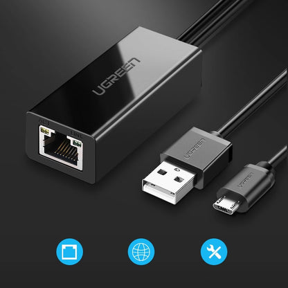 Ugreen 30985 external network card for Chromecast with micro USB / USB-A connectors 100Mb/s 1m - black_1