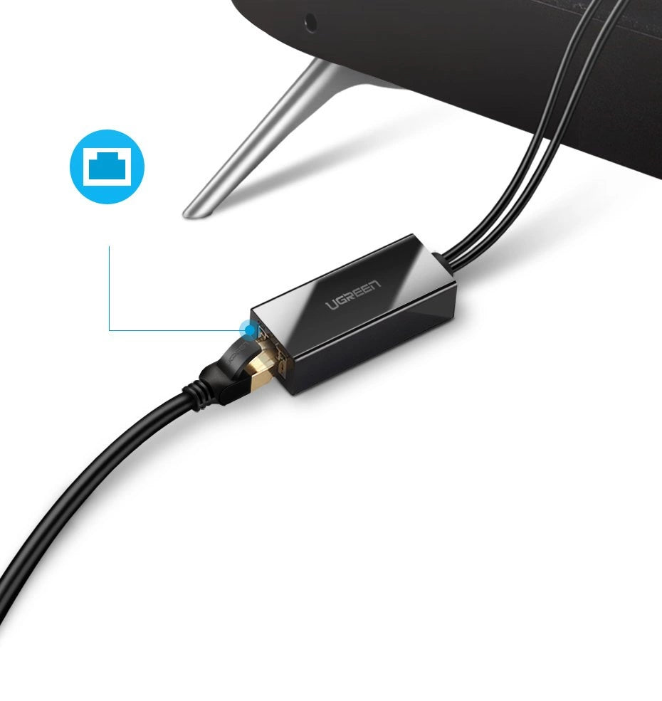 Ugreen 30985 external network card for Chromecast with micro USB / USB-A connectors 100Mb/s 1m - black_5