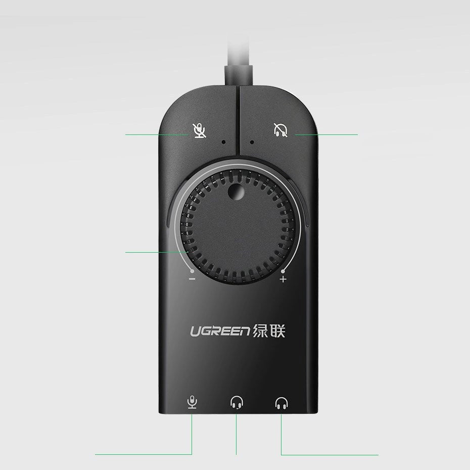 Ugreen external sound card music adapter USB - 3.5 mm mini jack with volume control 15 cm black (40964)_3