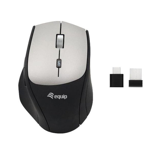 EQUIP - MOUSE ERGONOMICO WIRELESS 6-TASTI 2400dpi CON ADATTATORE DOPPIA CONNESSIONE (USB-C_0