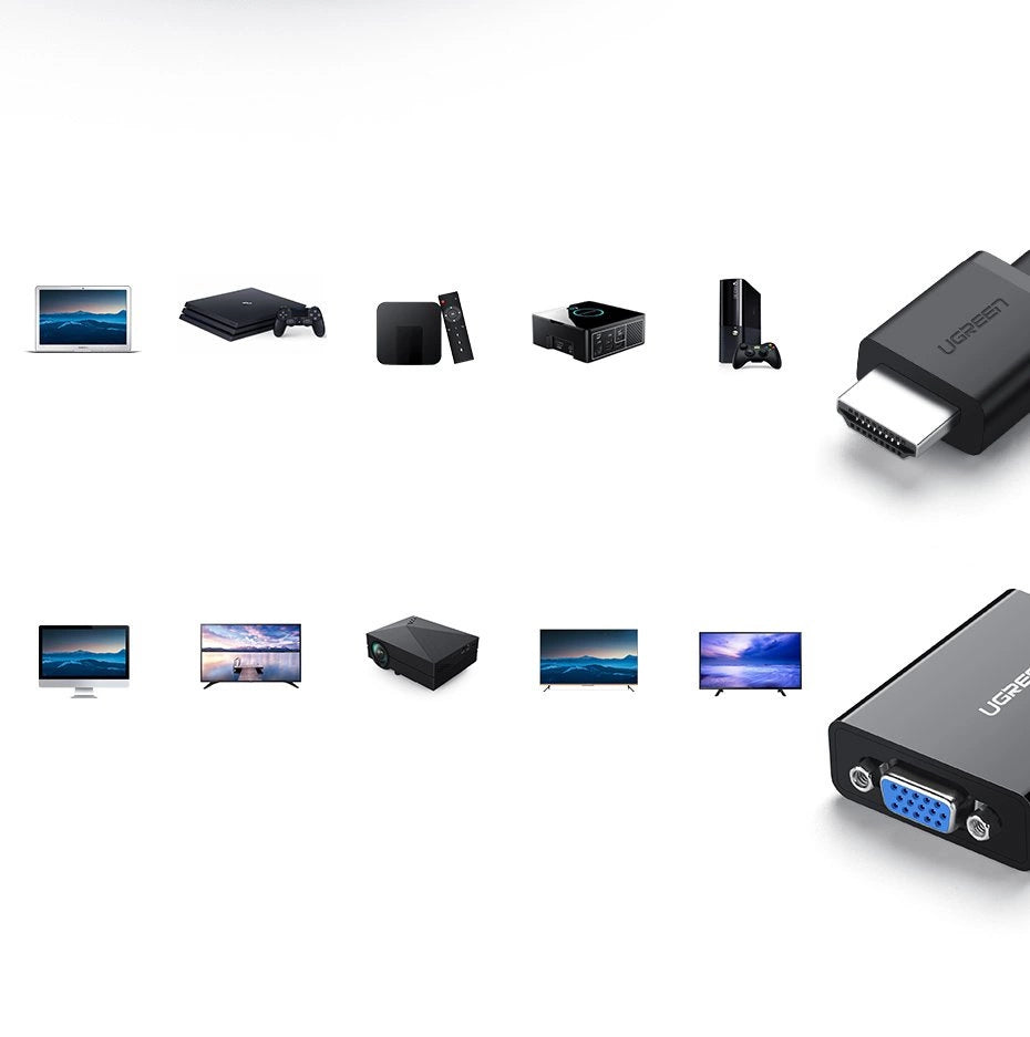 Ugreen adapter HDMI - VGA micro USB / audio 3.5 mm mini jack black (40248)_2