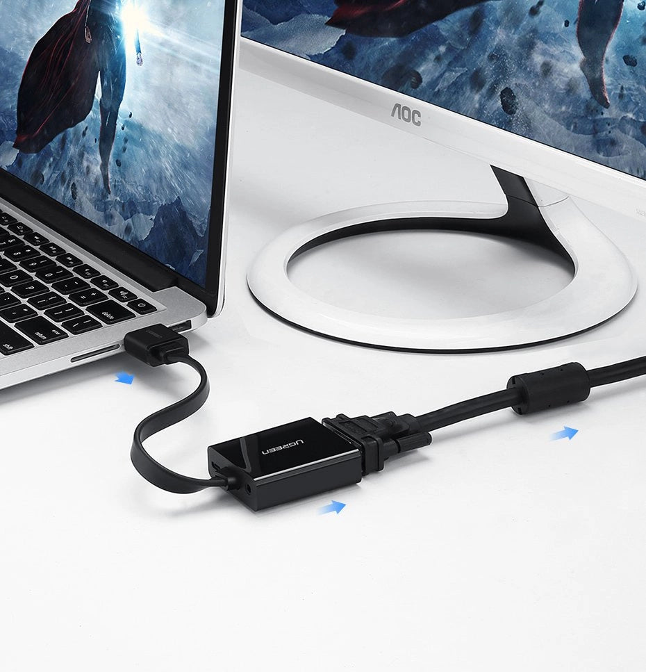 Ugreen adapter HDMI - VGA micro USB / audio 3.5 mm mini jack black (40248)_3
