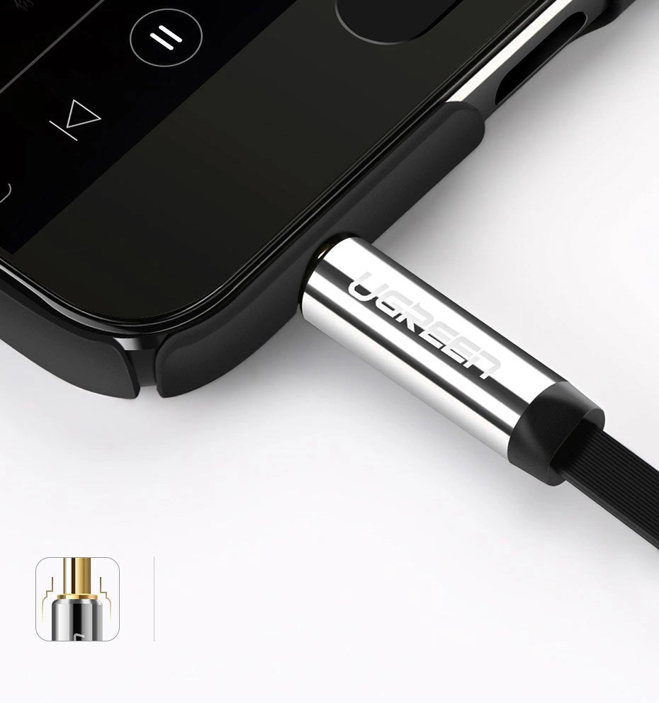 Ugreen flat cable AUX audio cable 3.5 mm mini jack 2m silver (10599)_9