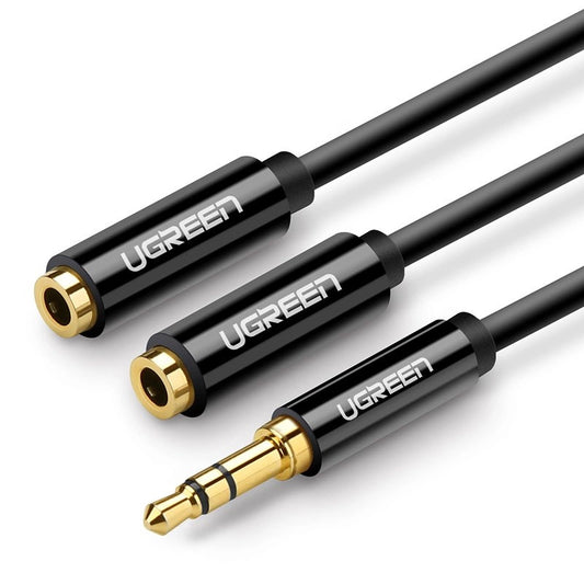 Ugreen cable 3.5 mm headphone splitter mini jack AUX 25cm black (20816)_0