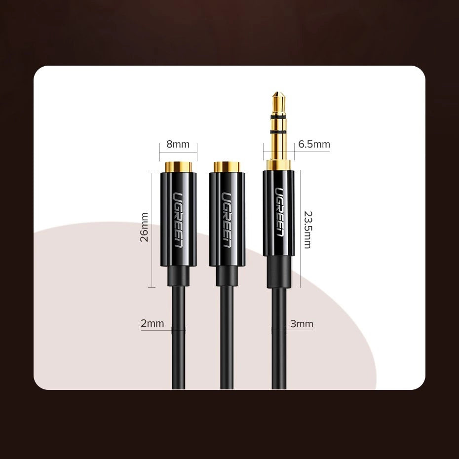 Ugreen cable 3.5 mm headphone splitter mini jack AUX 25cm black (20816)_10