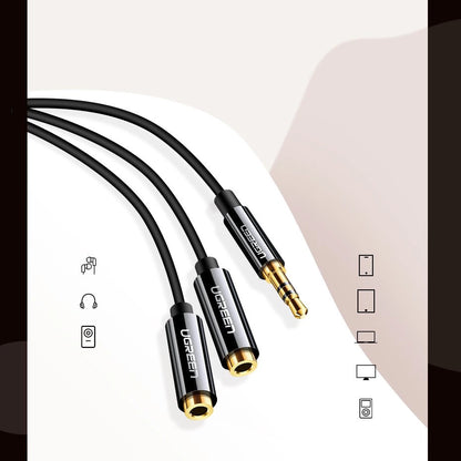 Ugreen cable 3.5 mm headphone splitter mini jack AUX 25cm black (20816)_2