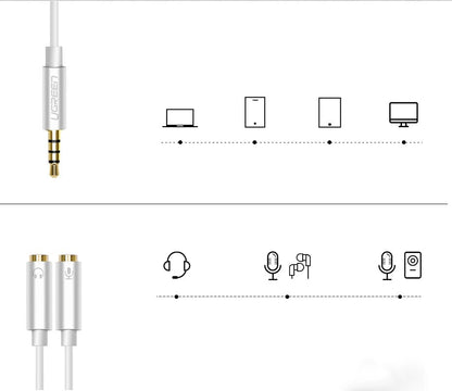 Ugreen cable cable headphone splitter 3.5 mm mini jack AUX microphone 20cm (microphone + stereo output) silver (30619)_4
