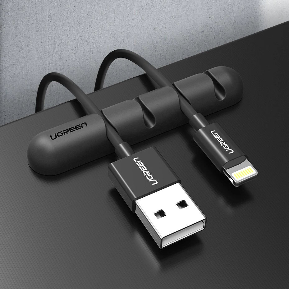 Ugreen 30762 self-adhesive organizer for 4 cables - black (2 pcs.)_1