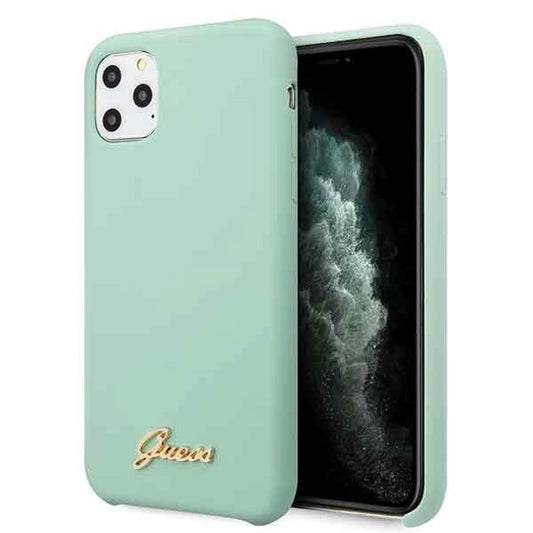Guess GUHCN58LSLMGG iPhone 11 Pro zielony/green hard case Silicone Vintage Gold Logo_0