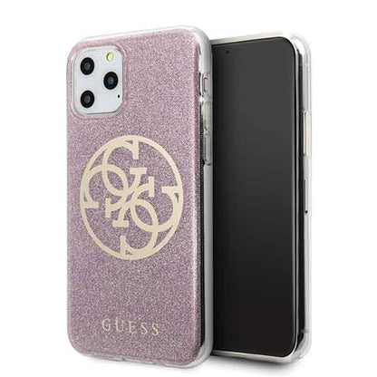 Guess GUHCN58PCUGLPI iPhone 11 Pro różowy/pink hard case 4G Circle Glitter_0