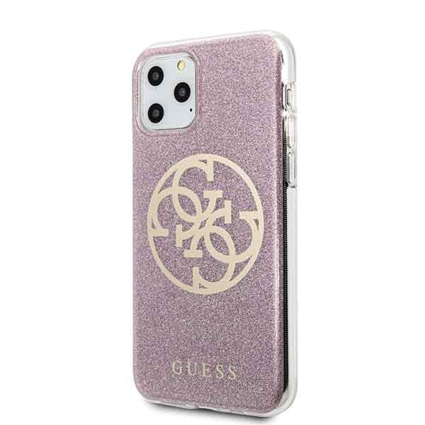 Guess GUHCN58PCUGLPI iPhone 11 Pro różowy/pink hard case 4G Circle Glitter_1