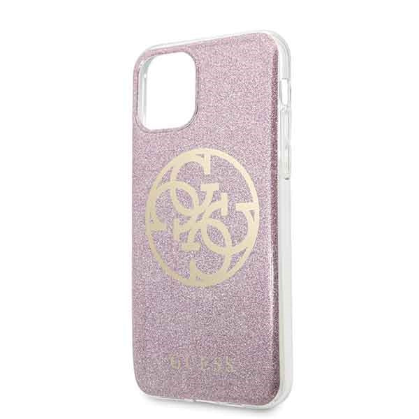 Guess GUHCN58PCUGLPI iPhone 11 Pro różowy/pink hard case 4G Circle Glitter_2
