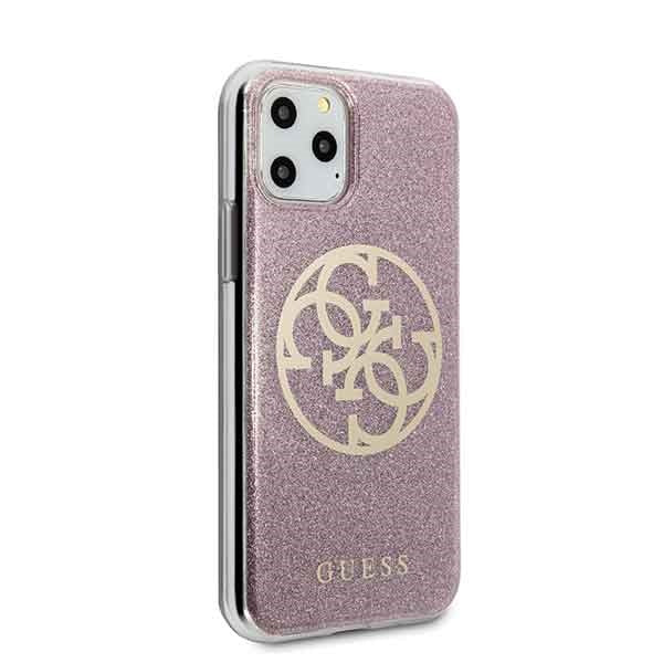 Guess GUHCN58PCUGLPI iPhone 11 Pro różowy/pink hard case 4G Circle Glitter_4